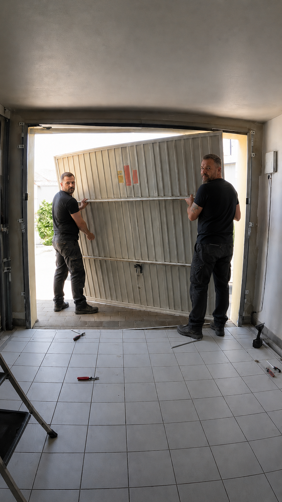 Altes Garagentor vor dem Austausch